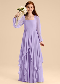 Azazie Clara Junior Abito A-Line in Chiffon Blusa Lilla image1