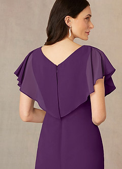 Azazie Julia Mother of the Bride Dresses Grape Sheath V-Neck Pleated Chiffon Dress image5