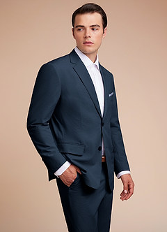 front Miles Bleu Marin veste de costume en seersucker