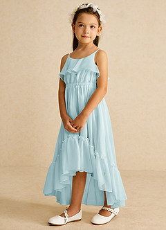 Azazie Karmen Flower Girl Dresses Mist A-Line Ruched Chiffon Dress image2