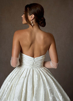 Azazie Celestia Vestidos de novia Vestido de Diamante Blanco de Jacquard Floral de Corte Princesa con Sin tirantes image6