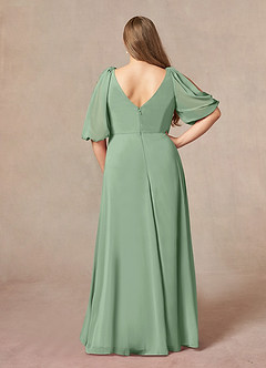 Azazie Bronwyn Mother of the Bride Dresses Matcha A-Line V-Neck Ruched Chiffon Dress image7
