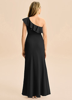 Azazie Alissa Junior Black A-Line Ruched Chiffon Dress image6