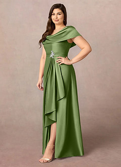 Azazie Branford vestidos de madre de la novia Vestido de Enebro de Satén Elástico de Corte En A con Plisado image11
