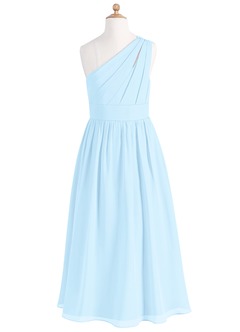 Azazie Molly Junior Vestido de Azul Cielo de Gasa de Corte en A con Plisado image7