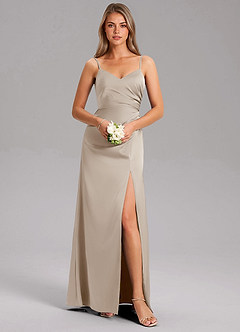 Azazie Azuree Brautjungfernkleider A-Linie Plissee Stretch-Satin Kleid Frost image3