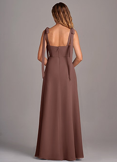 Azazie Debra Bridesmaid Dresses Espresso A-Line with Pockets Chiffon Convertible Dress image3