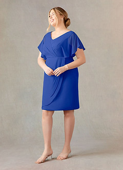 Azazie Julia Mother of the Bride Dresses Royal Blue Sheath V-Neck Pleated Chiffon Dress image8