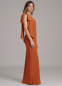 Azazie Capri Bridesmaid Dresses Cinnamon A-Line One Shoulder Chiffon Dress image3