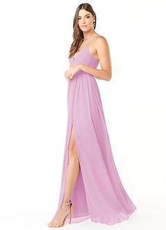 Azazie Aaida Bridesmaid Dresses Candy Pink A-Line Corset Chiffon Dress image4