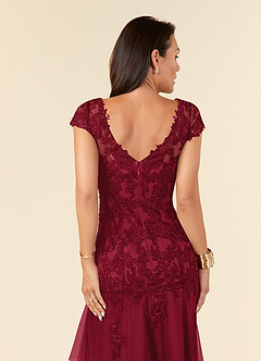Azazie Romy Mother of the Bride Dresses Burgundy Mermaid V-Neck Sequins Tulle Dress image6
