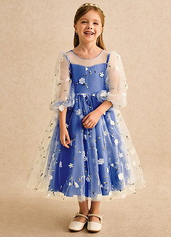 Azazie Elowen Flower Girl Dresses Royal Blue A-Line Sweetheart Neckline Lace Dress image5