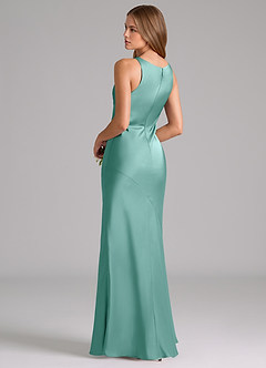 Azazie Allettie Bridesmaid Dresses Aqua Mermaid Stretch Satin Dress image2