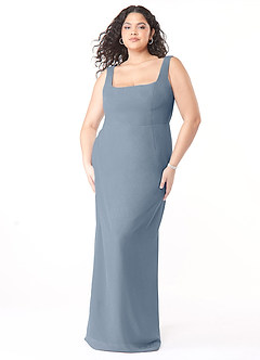 Azazie Flori Bridesmaid Dresses Twilight Sheath Square Neckline Chiffon Dress image9