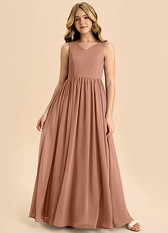 Azazie Hathaway Junior Bronzer A-Line Bow Chiffon Dress image3