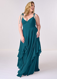 Barbie ♥ Azazie Bridesmaid Dresses Ink Blue A-Line Bow Chiffon Dress image8