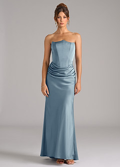 Azazie Debby Bridesmaid Dresses Dusty Blue Mermaid Strapless Stretch Satin Convertible Dress image5