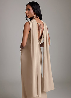 Azazie Linelle Robes de demoiselle d'honneur Robe Sirène en Mousseline de soie Plissée Taupe image9