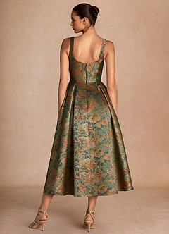 Robe Mi-Longue Sarcelle Vintage Ainslee image2