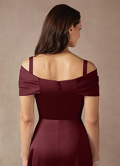 Azazie Amelia Mother of the Bride Dresses Cabernet A-Line Off the Shoulder Stretch Satin Dress image7