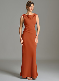Azazie Kieryn Bridesmaid Dresses Burnt Orange Mermaid Pleated Chiffon Dress image5
