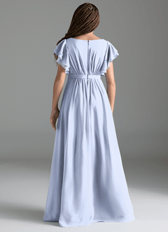 Azazie Daphne Junior Vestido de Hielo de Gasa de Corte en A con Plisado image2