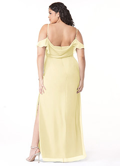 Azazie Emeralda Bridesmaid Dresses Lemon Sorbet Sheath Off the Shoulder Chiffon Dress image8