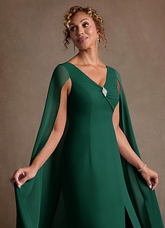 Azazie Boudica Klänningar till brudens mor Klä A-Line i Chiffong Plisserad Smaragdgrön image5