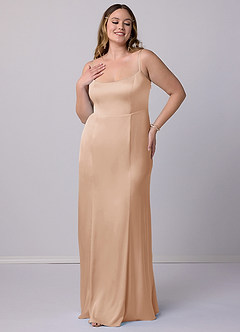 Barbie ♥ Azazie Bridesmaid Dresses English Rose Mermaid Bow Stretch Satin Dress image8