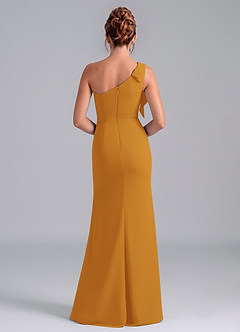 Azazie Rinna Bridesmaid Dresses Butterscotch Mermaid One Shoulder Chiffon Dress image2