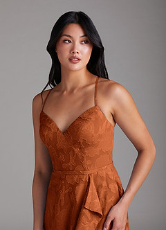 Azazie Naeem Bridesmaid Dresses Burnt Orange A-Line Sweetheart Neckline Floral Burnout Dress image6