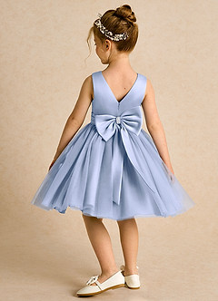 Azazie Tadpole Flower Girl Dresses Ice A-Line Pleated Matte Satin Dress image5