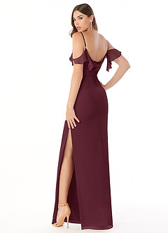Azazie Emeralda Jurken voor bruidsmeisjes Jurk van Chiffon met Kolom Off the Shoulder Cabernet image4
