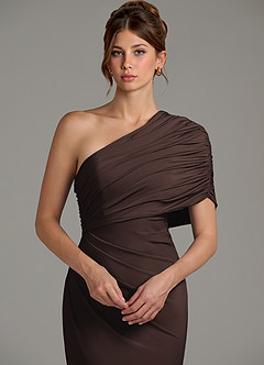 Azazie Essence Bridesmaid Dresses Ganache Sheath One Shoulder Premium Stretch Jersey Dress image7