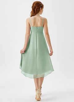 Azazie Mariam Junior Agave A-Line Pleated Chiffon Dress image2