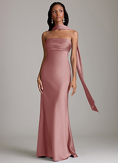 Azazie Saylor Brudtärnklänningar Klä av Sjöjungfru i Stretch Satin Axelbandslös Dammig Ros image9