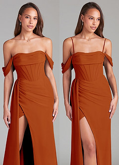 Azazie Amyra Vestidos de damas de honor Vestido de Pimenton de Gasa de Corte Recto Convertible con Vestidos sin tirantes image9