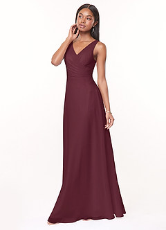 Azazie Nala Bridesmaid Dresses Cabernet A-Line Pleated Chiffon Dress image3