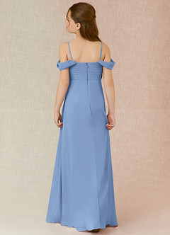 Azazie Kaitlynn Steel Blue A-Line Off the Shoulder Chiffon Dress image2