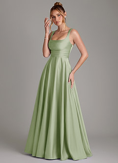 Azazie Azaria Bridesmaid Dresses Dusty Sage A-Line Corset Stretch Satin Dress image3
