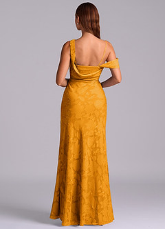 Azazie Madelyn Abiti da Damigella Abito Convertibile Sirena in Burnout Floreale Monospalla Caramello image7