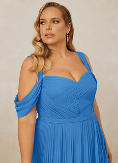 Christian Siriano Bridal for Azazie 1013 Bridesmaid Dresses Blue Jay A-Line Off the Shoulder Chiffon Dress image14