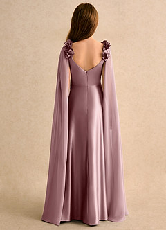 Azazie Rosita Junior Formal vestidos de niña de las flores Vestido de Rosa Polvorienta de Satin Mate de Corte en A con Plisado image2