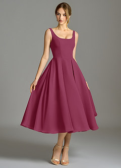 Azazie Amalie Bridesmaid Dresses Mulberry A-Line Pleated Chiffon Dress image3