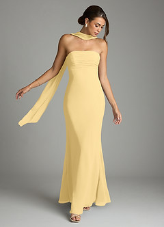 Azazie Saylor Bridesmaid Dresses Butter Mermaid Strapless Chiffon Dress image7