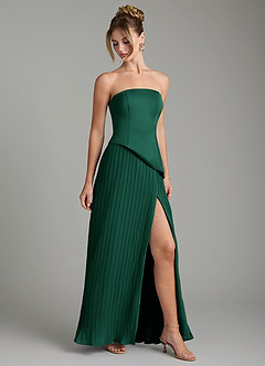Azazie Tierney Bridesmaid Dresses Emerald A-Line Strapless Chiffon Convertible Dress image6