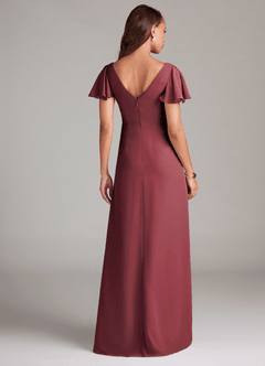 Azazie Soren Bridesmaid Dresses Merlot A-Line Ruched Chiffon Dress image2