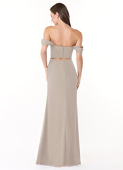 Azazie Lynnie Brautjungfernkleider Wandelbar Meerjungfrau-Linie Schulterfrei Chiffon Kleid Frost image3