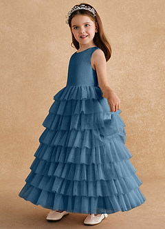 Azazie Twinkle Toes vestidos de niña de las flores Vestido de Bermudas de Tul de Corte En A con Lazo image4