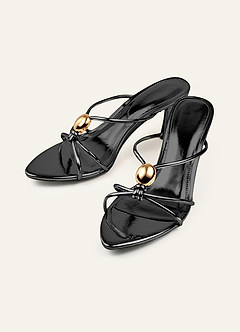 front Metallic stiletto sandalen met bolvormige band